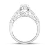 LADIES RING 2 1/4CT ROUND/PRINCESS/OVAL DIAMOND 14K WHITE GOLD (CENTER STONE OVAL DIAMOND 1 1/4CT )